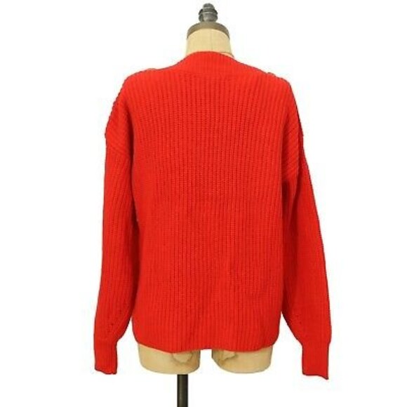 Philosophy Dolman Sweater Top Size XS Boat Neck Shoulder Buttons Red NWT B18 - Picture 5 of 6
